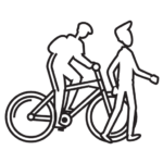 Logotyp osoby na rowerze oraz spacerującej